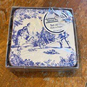 Pimpernel blue and white toile coasters new in package